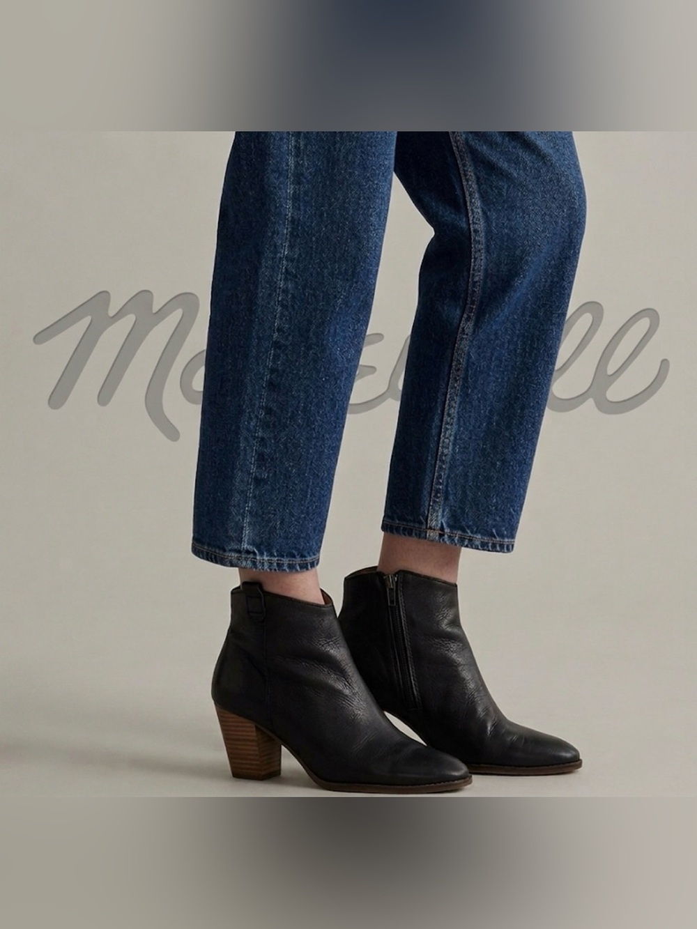 Authentic Madewell black leather designer ankle boots sz 8 heels
